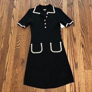 Alexia Admor Black Knit Mini Dress with Cream Trim